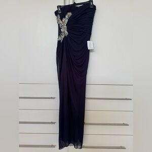 Jodi Kristopher Blue One Shoulder Sleeveless Gown